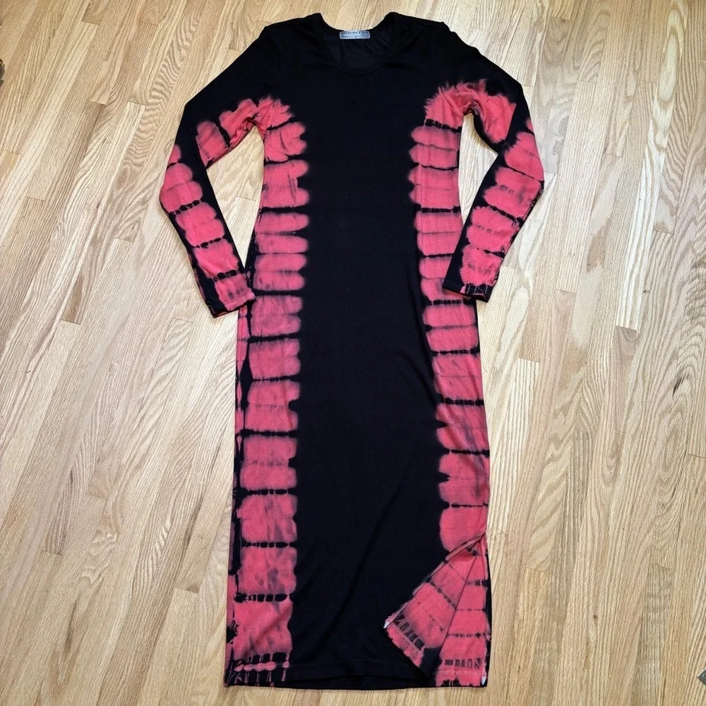 Electric & Rose Black and Pink Tie-Dye Midi Dress